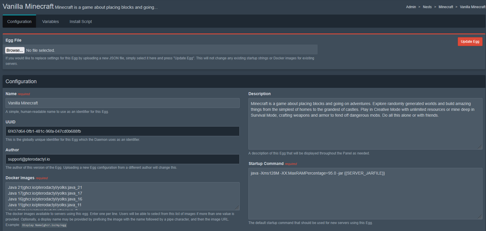 Configuration Tab